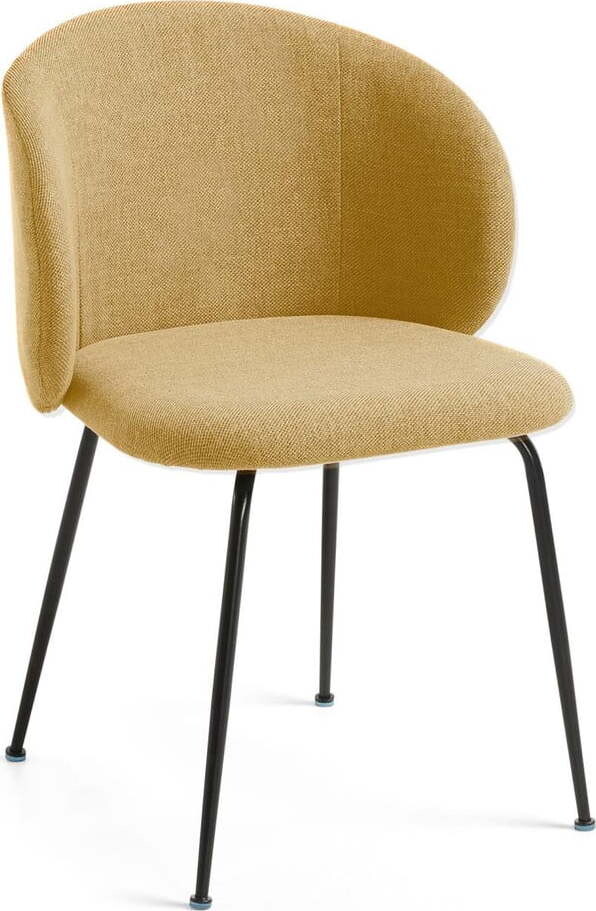 Čalouněné jídelní křeslo v hořčicové barvě Minna – Kave Home