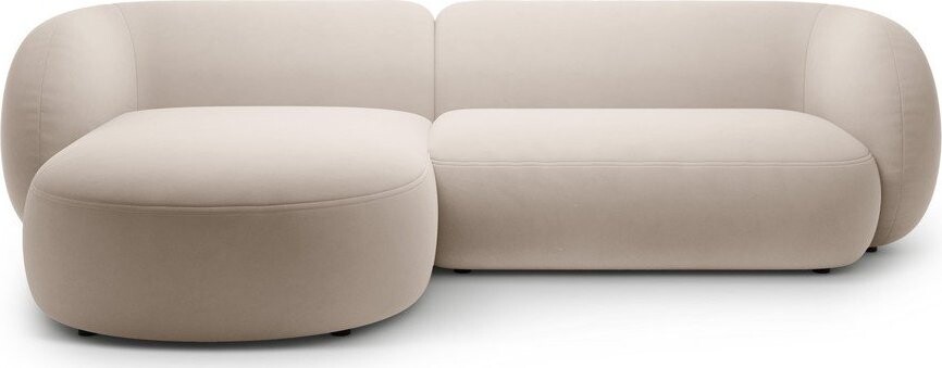 Béžová sametová rohová pohovka (levý roh/s lenoškou) Kate – Micadoni
