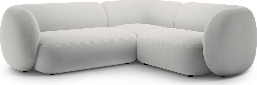 Světle šedá sametová rohová pohovka (pravý roh/do L) Kate – Micadoni