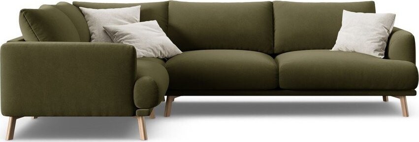 Zelená sametová rohová pohovka (levý roh/do L) Naomi – Micadoni