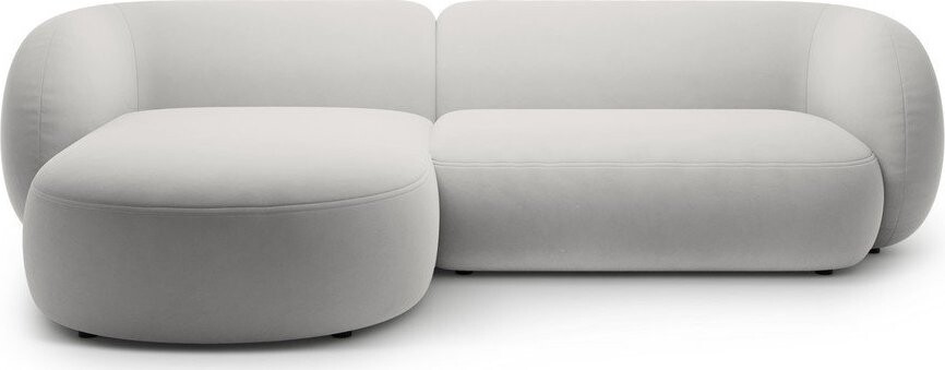 Světle šedá sametová rohová pohovka (levý roh/s lenoškou) Kate – Micadoni