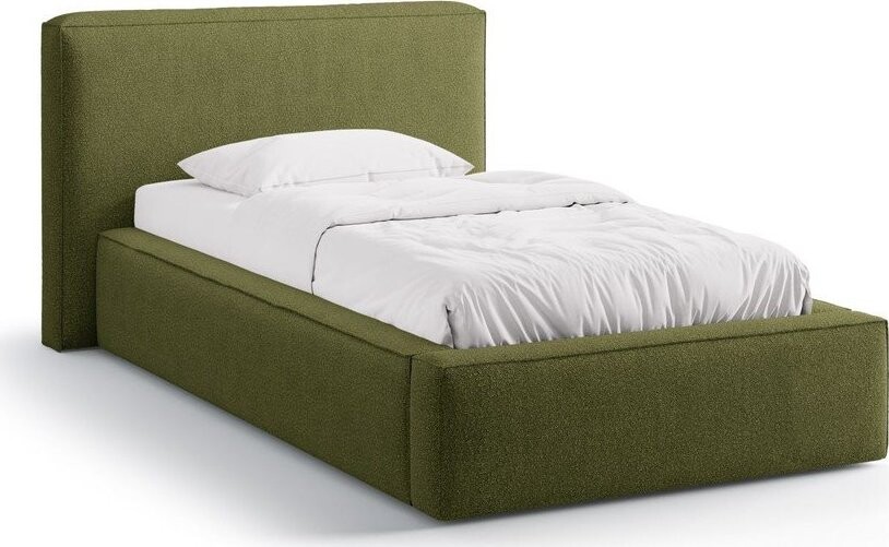 Zelená čalouněná jednolůžková postel s úložným prostorem s roštem 90x200 cm Jodie – Micadoni
