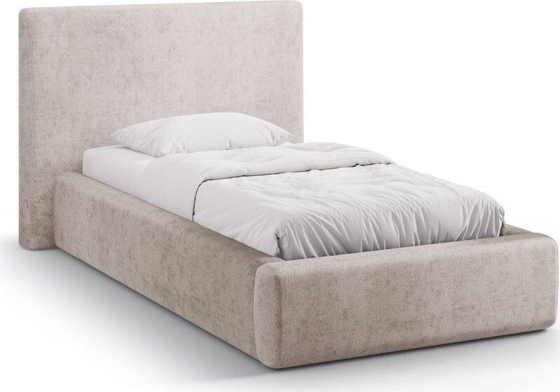 Béžová čalouněná jednolůžková postel s úložným prostorem s roštem 90x200 cm Amy – Micadoni