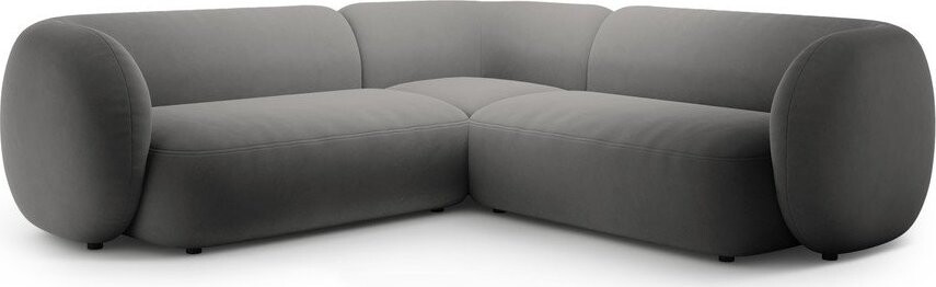 Tmavě šedá sametová rohová pohovka Kate – Micadoni