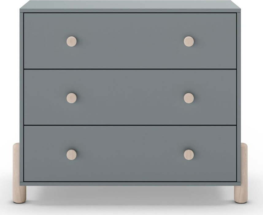 Dětská komoda šedozelená z borovicového dřeva 90x80x40 cm Enola – Marckeric