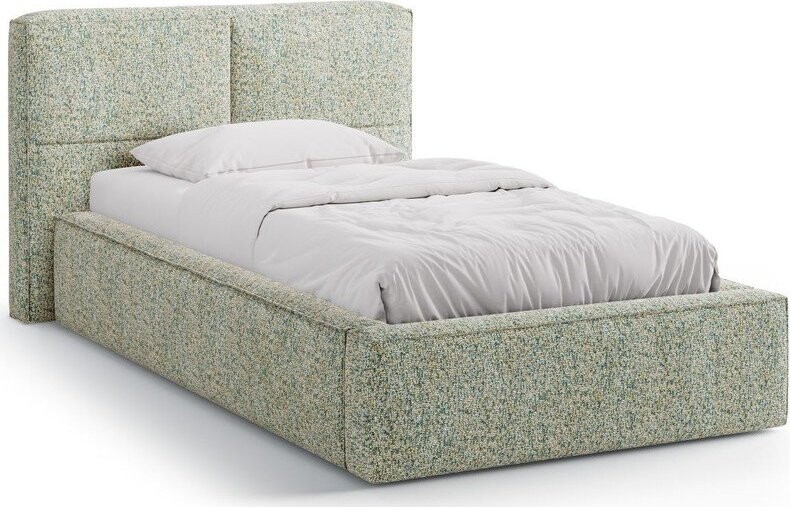 Zelená čalouněná jednolůžková postel s úložným prostorem s roštem 90x200 cm Darren – Micadoni