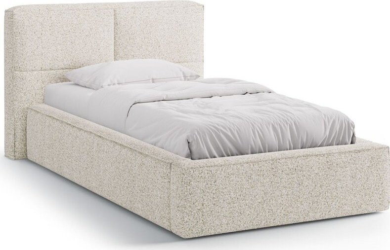 Béžová čalouněná jednolůžková postel s úložným prostorem s roštem 90x200 cm Darren – Micadoni