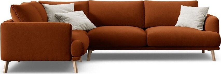 Sametová rohová pohovka v terakotové barvě (levý roh/do L) Naomi – Micadoni