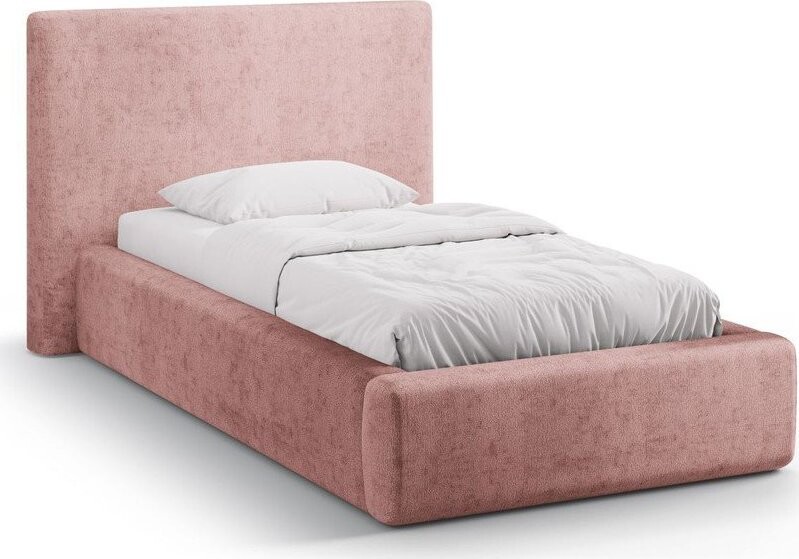 Růžová čalouněná jednolůžková postel s úložným prostorem s roštem 90x200 cm Amy – Micadoni
