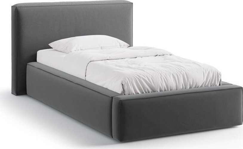 Šedá čalouněná jednolůžková postel s úložným prostorem s roštem 90x200 cm Jodie – Micadoni
