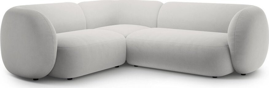 Světle šedá sametová rohová pohovka (levý roh/do L) Kate – Micadoni