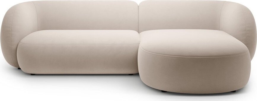 Béžová sametová rohová pohovka (pravý roh/s lenoškou) Kate – Micadoni