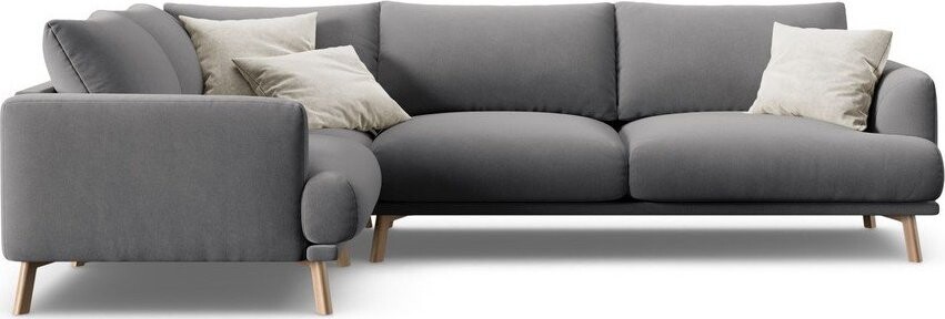 Šedá sametová rohová pohovka (levý roh/do L) Naomi – Micadoni
