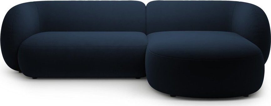 Modrá sametová rohová pohovka (pravý roh/s lenoškou) Kate – Micadoni