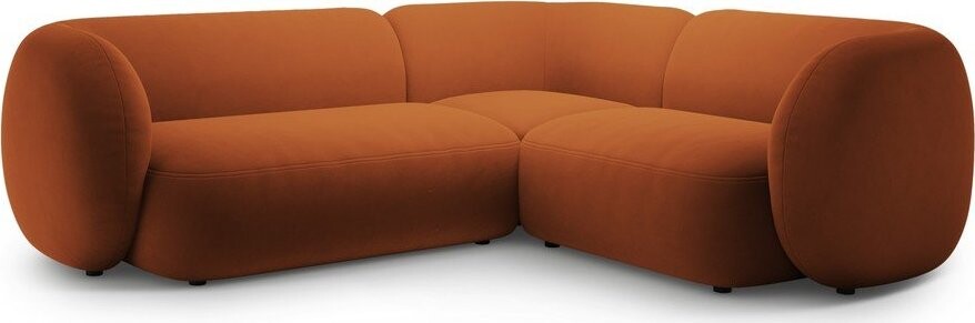 Sametová rohová pohovka v terakotové barvě (pravý roh/do L) Kate – Micadoni