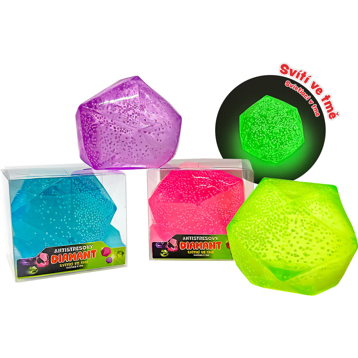 GLUMI Antistresový diamant – svítící ve tmě, více druhů 