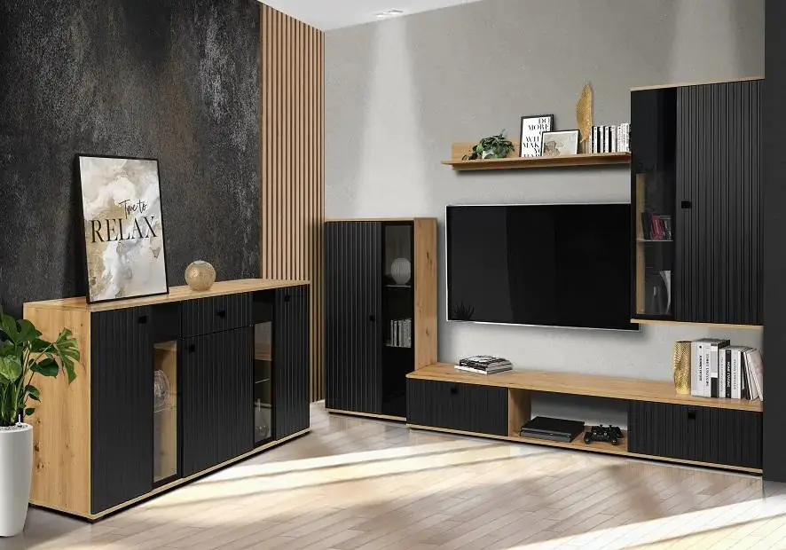 Casarredo Obývací stěna SALSA - černá/dub artisan