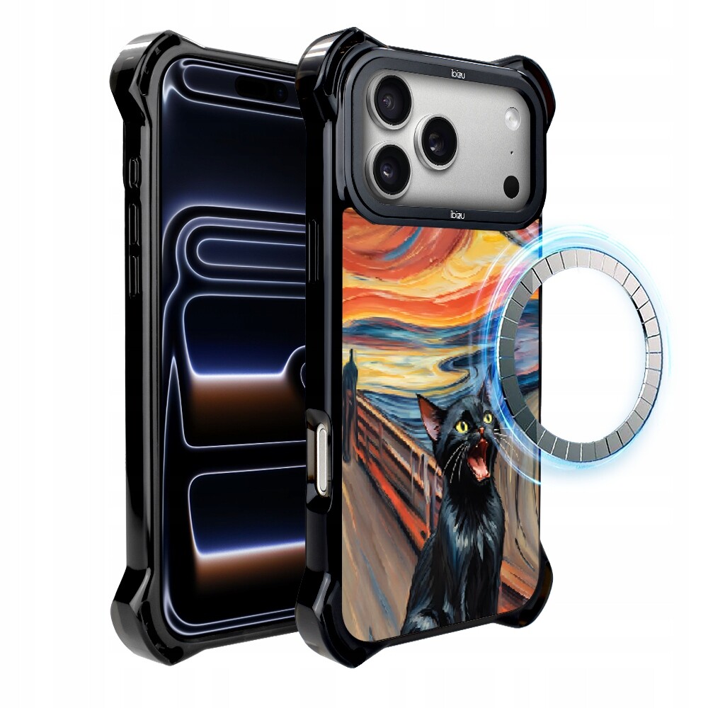 Pouzdro Ibizu DropGuard Ultra pro iPhone 17 Pro s MagSafe, kočičí křik