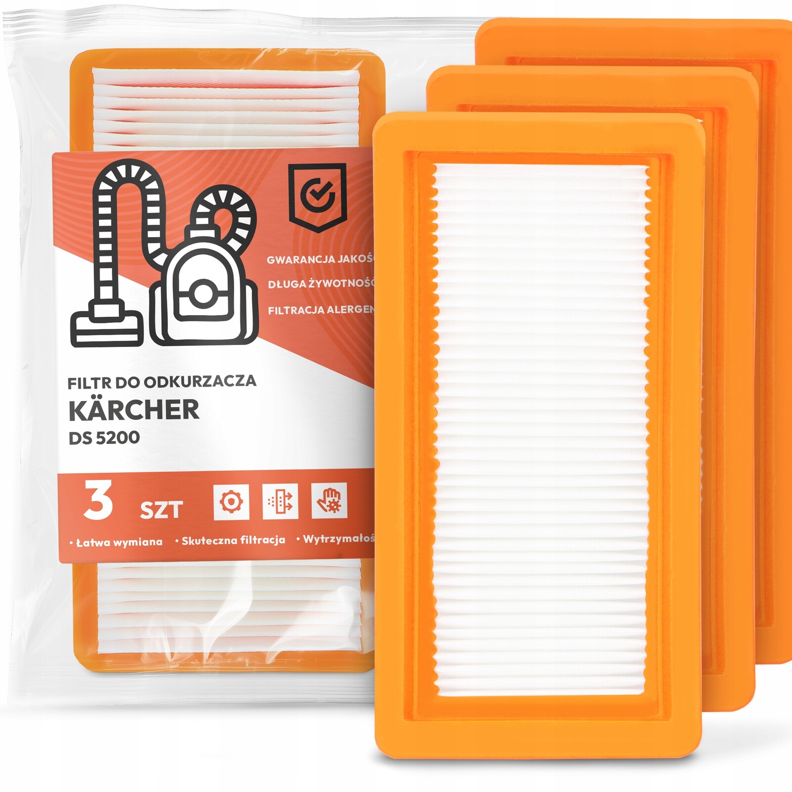 3x Filtr Do Vysavače Kärcher Ds 5200 Omyvatelný vzduchový Filtr Em-w