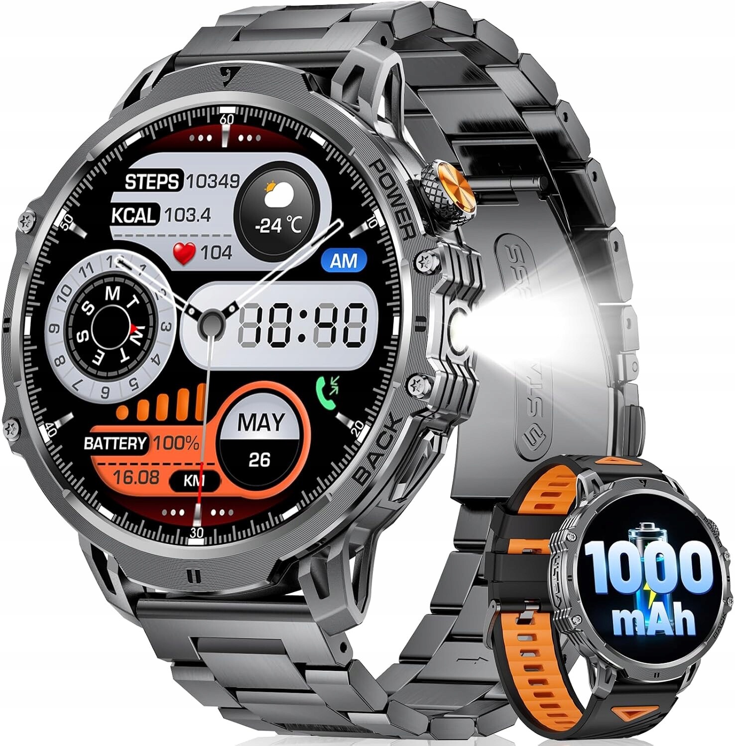 Lige Chytré Hodinky Tenké Lehké 1.85 palců Hd IP68 1000 mAh