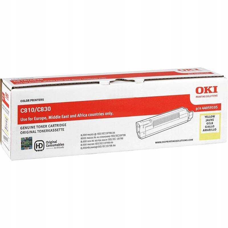 Toner Oki C810 44059105 8 tisíc Žlutý Originál C830 C810N C810DTN