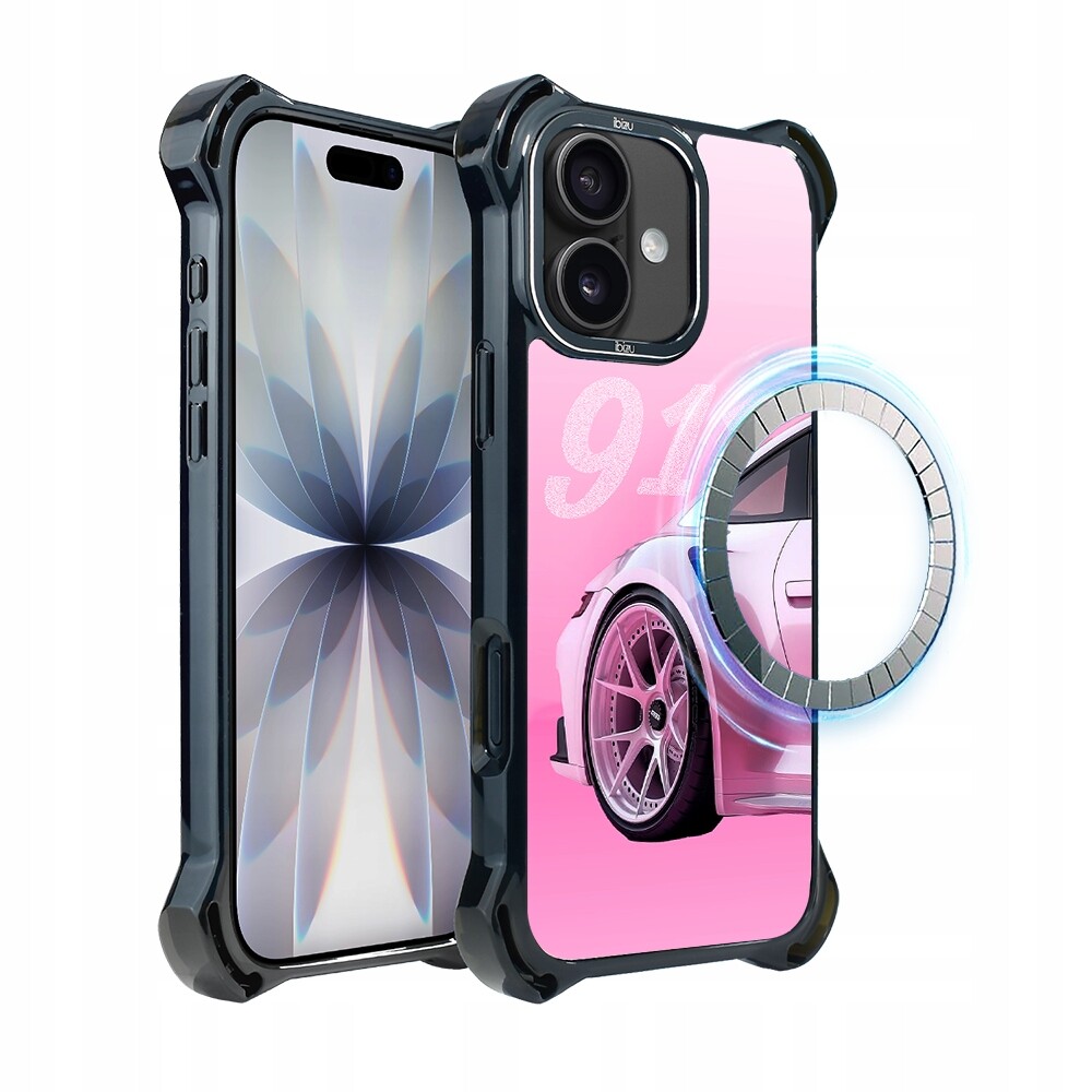 Pouzdro pro iPhone 17 Ibizu DropGuard Ultra s MagSafe, TechDrive, 911, růžové