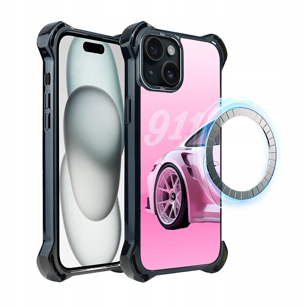 Pouzdro pro iPhone 15 Ibizu DropGuard Ultra s MagSafe, TechDrive, 911, růžové