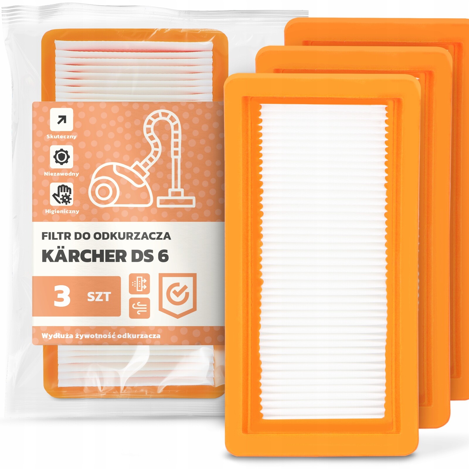 3x Filtr Pro Vysavač Kärcher Ds 6 Vzduchu Omyvatelný Odolný Filtry Em-w