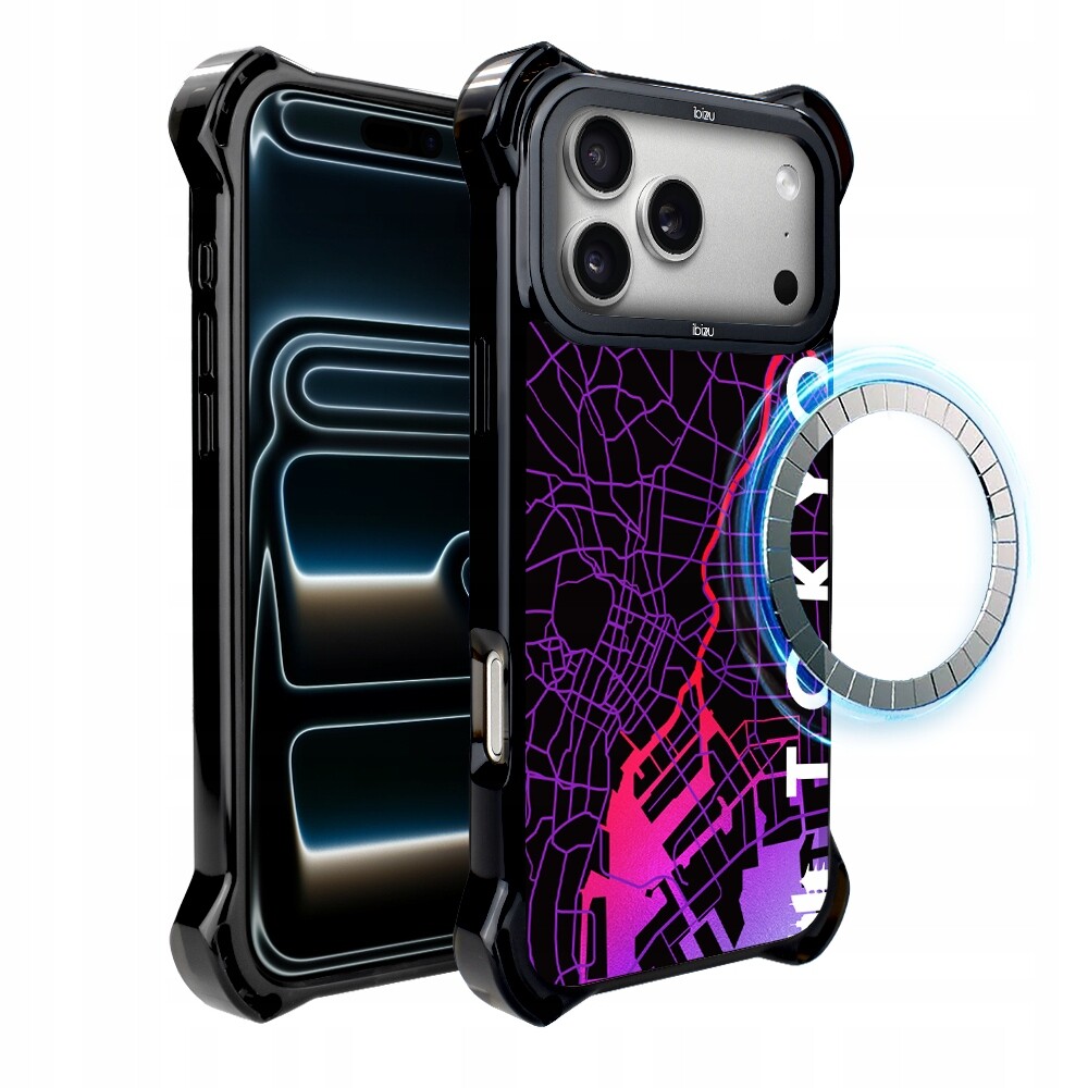 Pouzdro pro iPhone 17 Pro Ibizu DropGuard Ultra s MagSafe, mapa světa, Tokio
