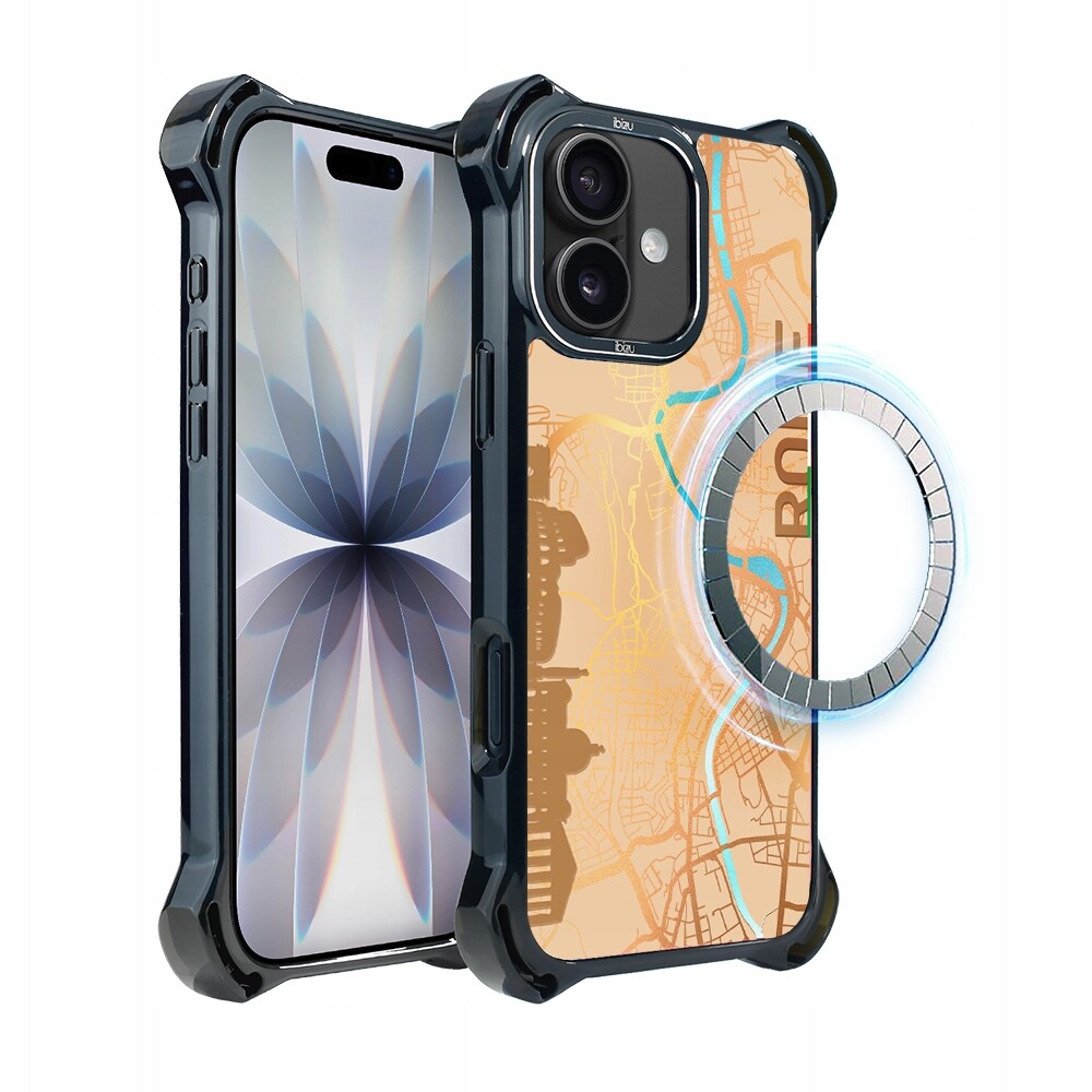 Pouzdro pro iPhone 17 Ibizu DropGuard Ultra s MagSafe, mapa světa, Rome
