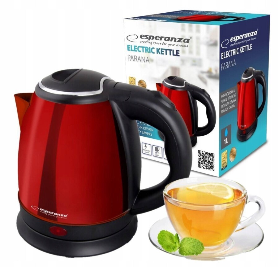 Elektrická varná konvice Esperanza Paran 1500 W 1 l červená