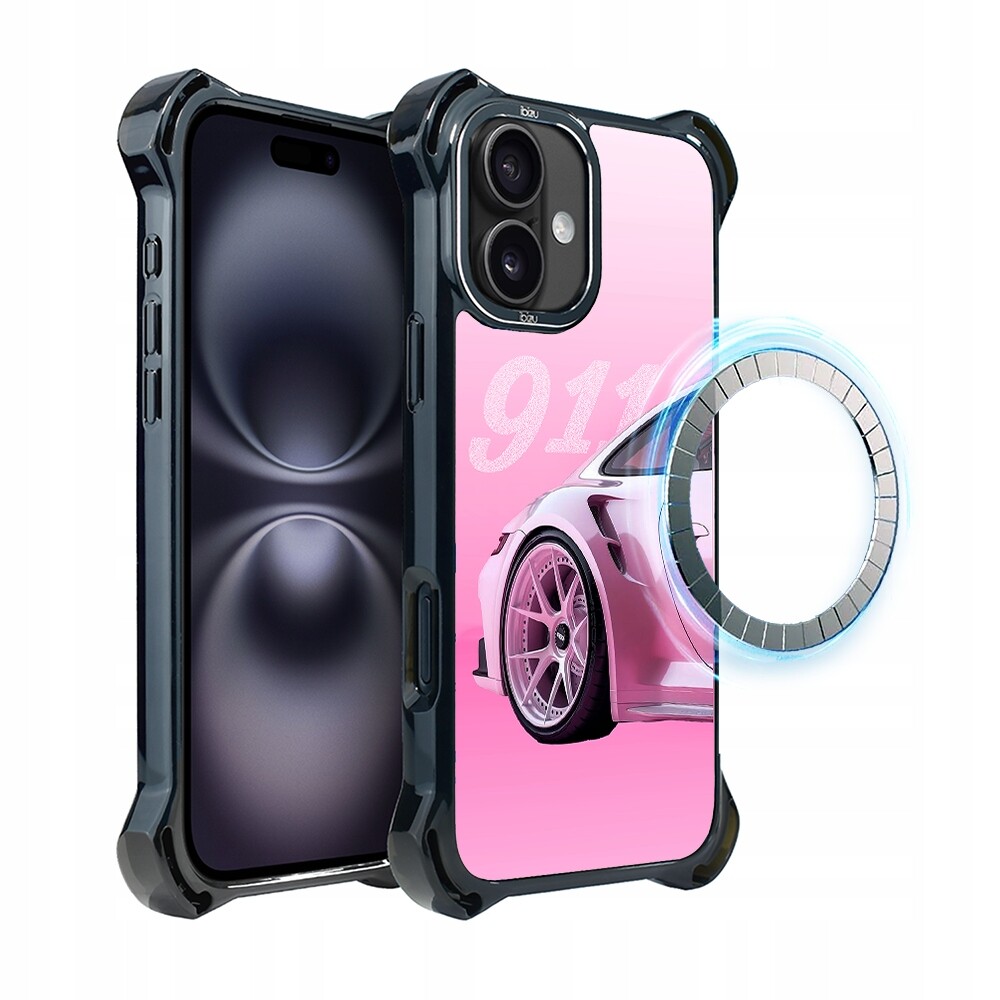 Pouzdro pro iPhone 16 Ibizu DropGuard Ultra s MagSafe, TechDrive, 911, růžové