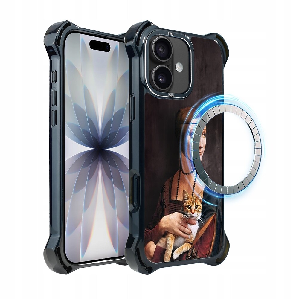 Pouzdro Ibizu DropGuard Ultra pro iPhone 17 s MagSafe, dáma s kočkou