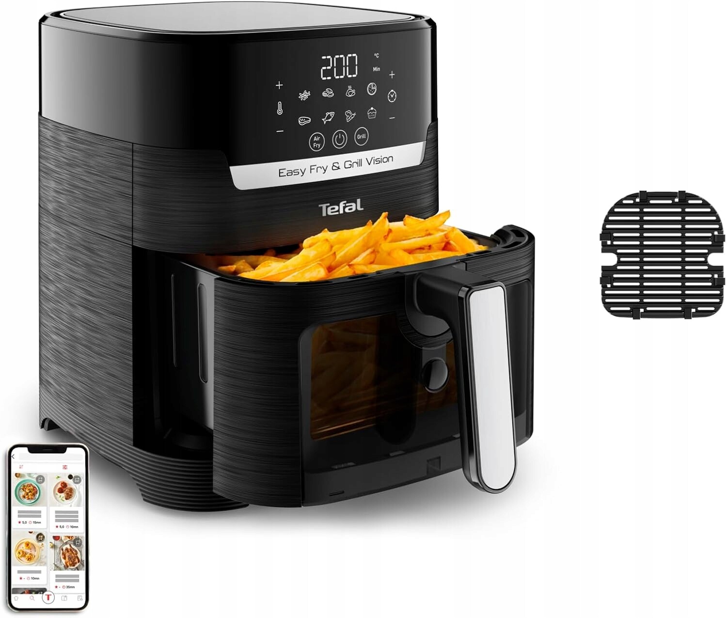 Tefal EY5068 Fritéza Grill 2v1 Okénko XL 4.2L 1550W Dotykový Černý