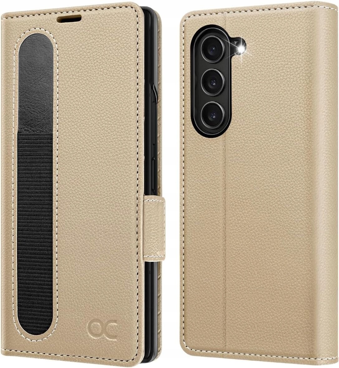 Ocase pouzdro pro Samsung Galaxy Z Fold 6 peněženka béžová sklo