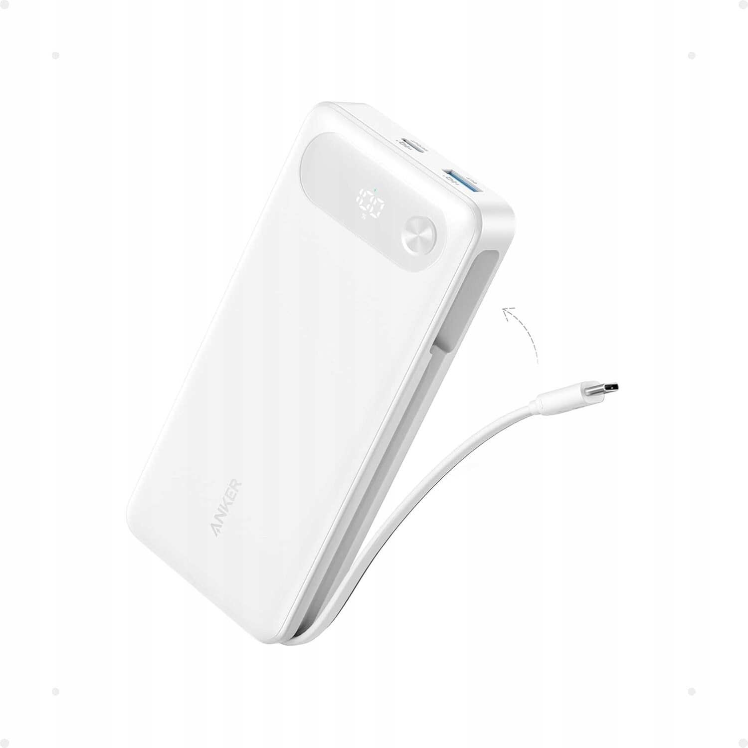 Anker Powerbanka 20000 mAh 87W vestavěný kabel Usb-c rychlé nabíjení bílá