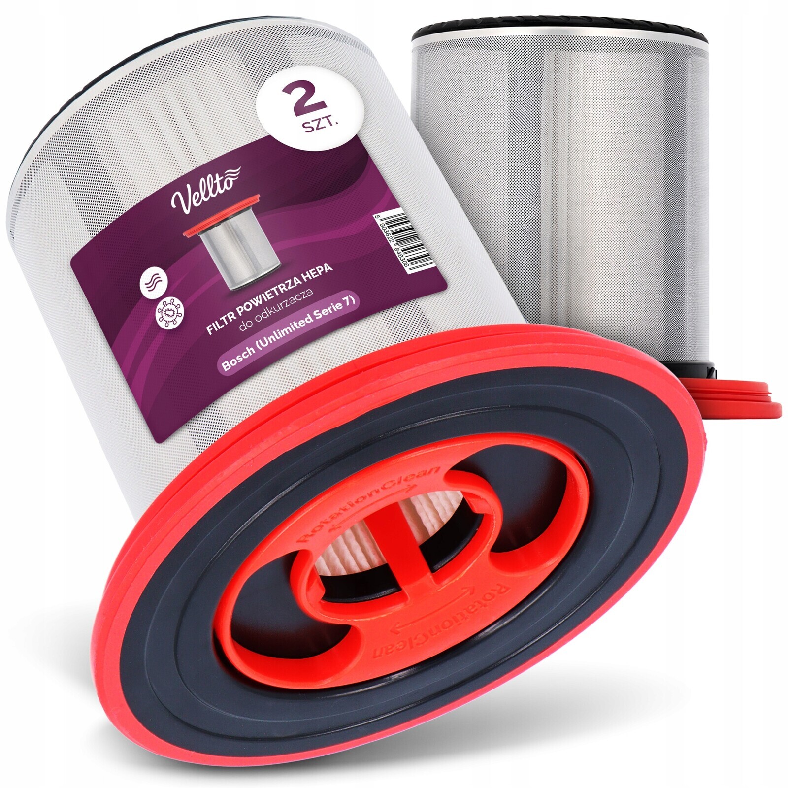 2x Vzduchový Filtr pro vysavač Bosch Unlimited Serie 7 BBS711 BCS711 Em-v