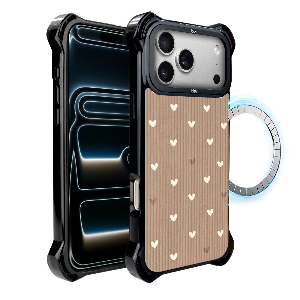 Pouzdro pro iPhone 17 Pro Max Ibizu DropGuard Ultra s MagSafe, pudrová srdíčka