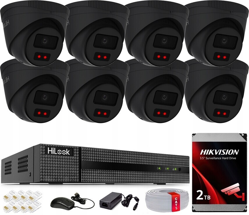 Sada monitorování Ip 4MPx 8 venkovních kamer HiLook od společnosti Hikvision PoE