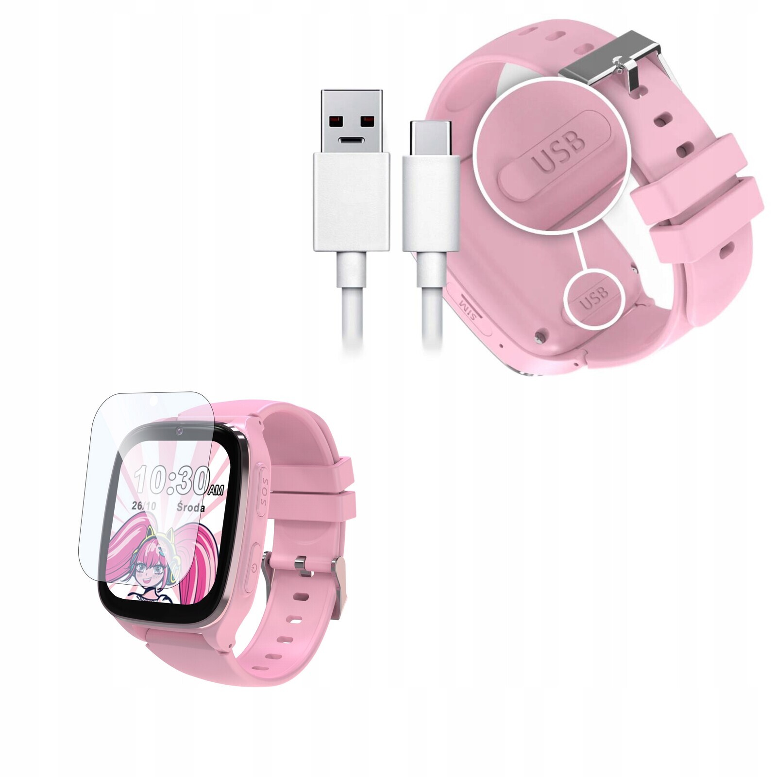 Kiano Watch Kw-kp Princess roztomilé chytré hodinky pro dívku s 4G Lte a Sim kartou