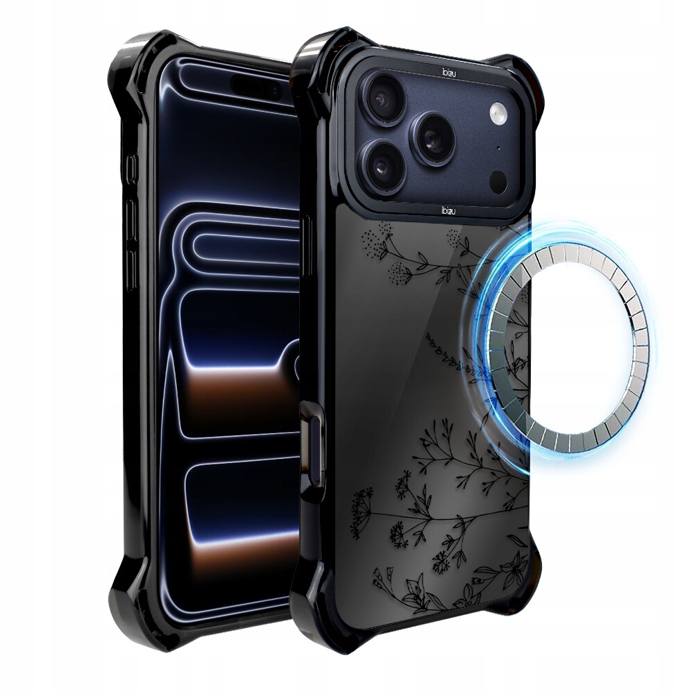 Pouzdro pro iPhone 17 Pro Max Ibizu DropGuard Ultra s MagSafe, dotyk květin
