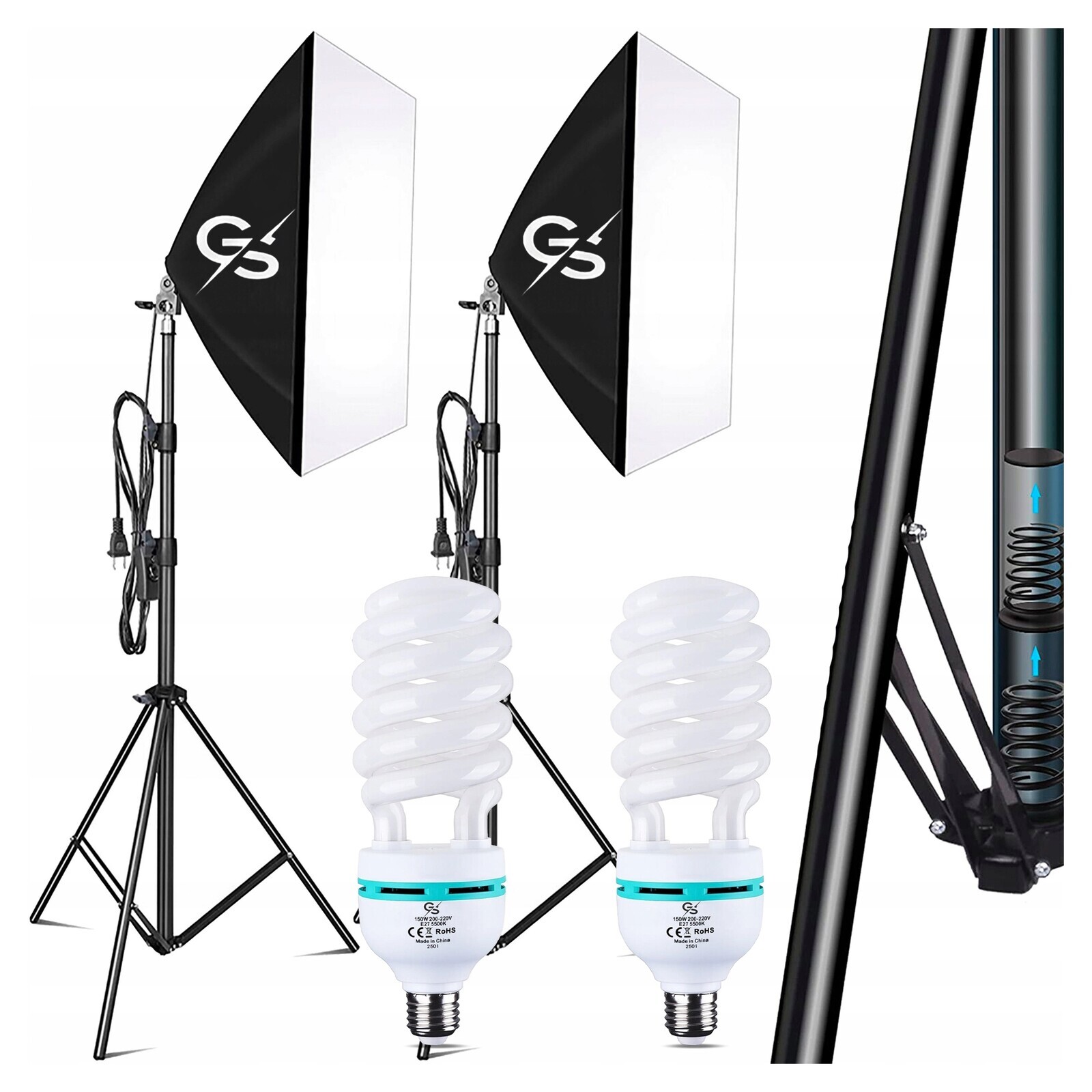 Sada Studiových Lamp Softbox 50x70 Stativ Premium 2ks 150W 600W Foto