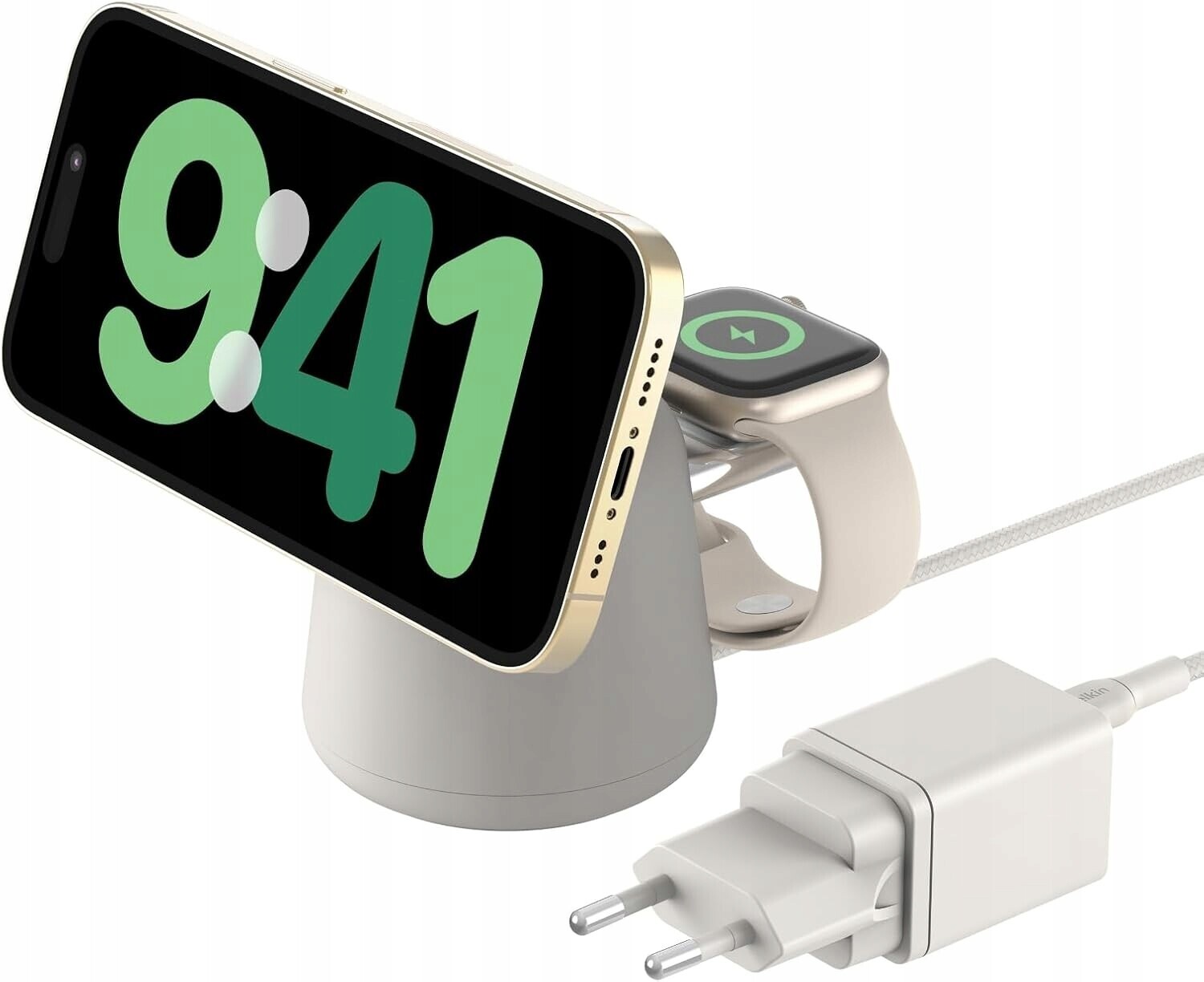 Belkin nabíječka 2v1 Qi2 MagSafe 15W iPhone Watch AirPods písková