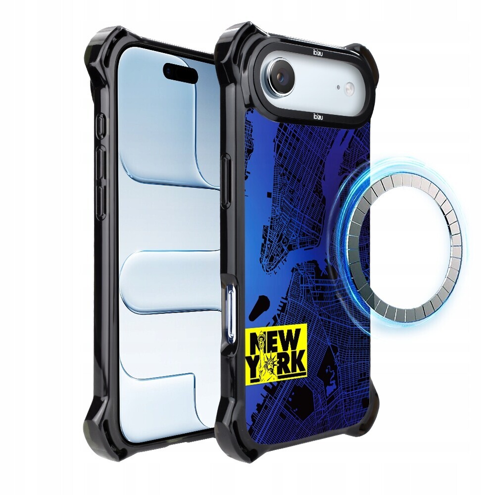 Pouzdro pro iPhone Air Ibizu DropGuard Ultra s MagSafe, mapa světa, New York