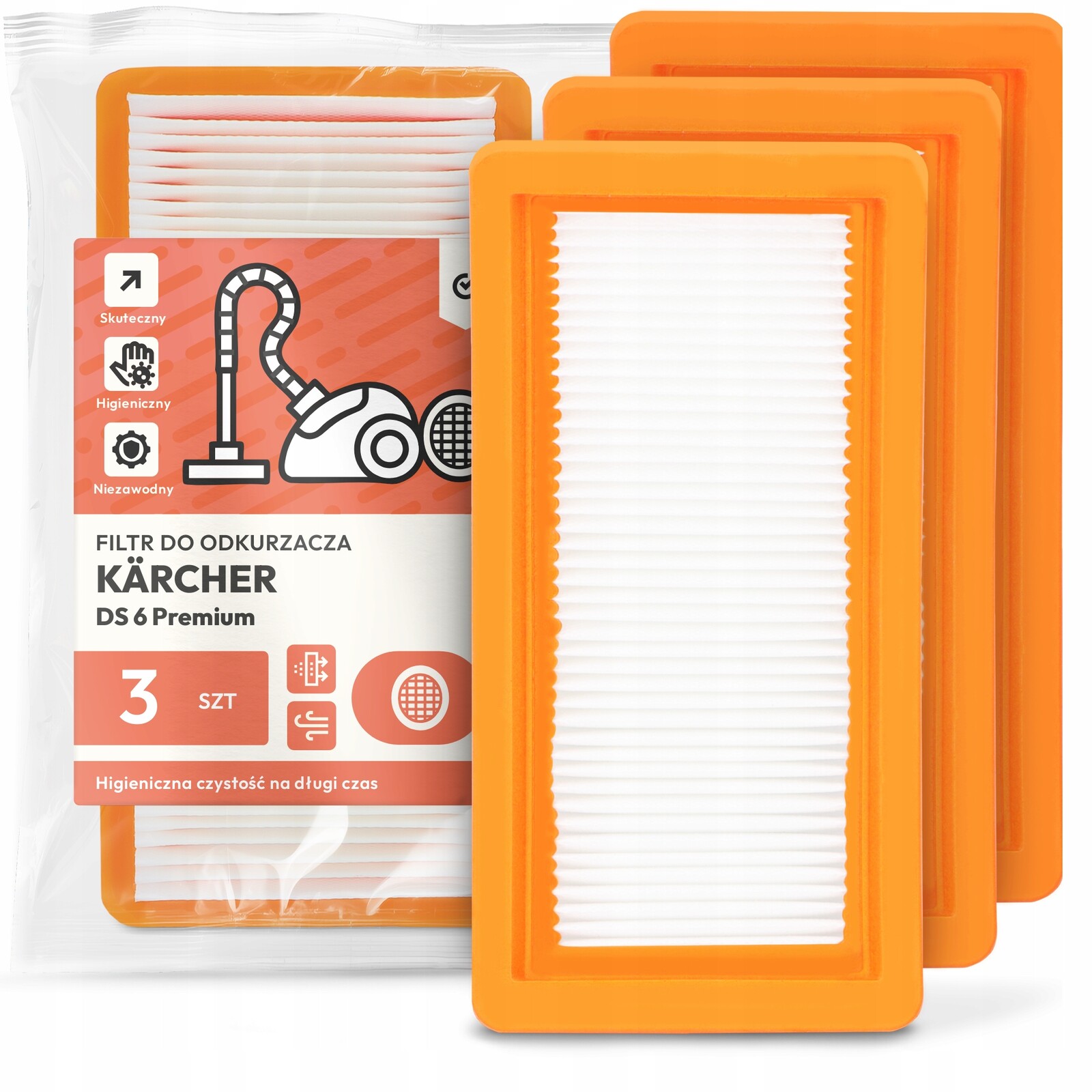 3x Filtr Do Vysavače Kärcher Ds 6 Premium Omyvatelný vzduch Trvanlivý Em-w