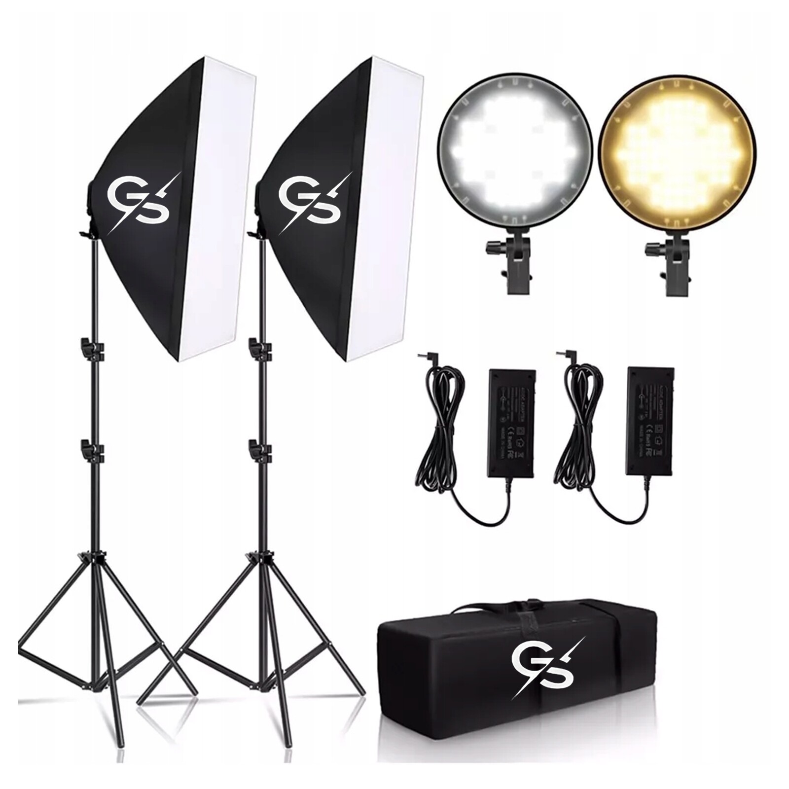 2x Studiová lampa Softbox 50x70 cm Led nepřetržité osvětlení Žárovka 50W Foto