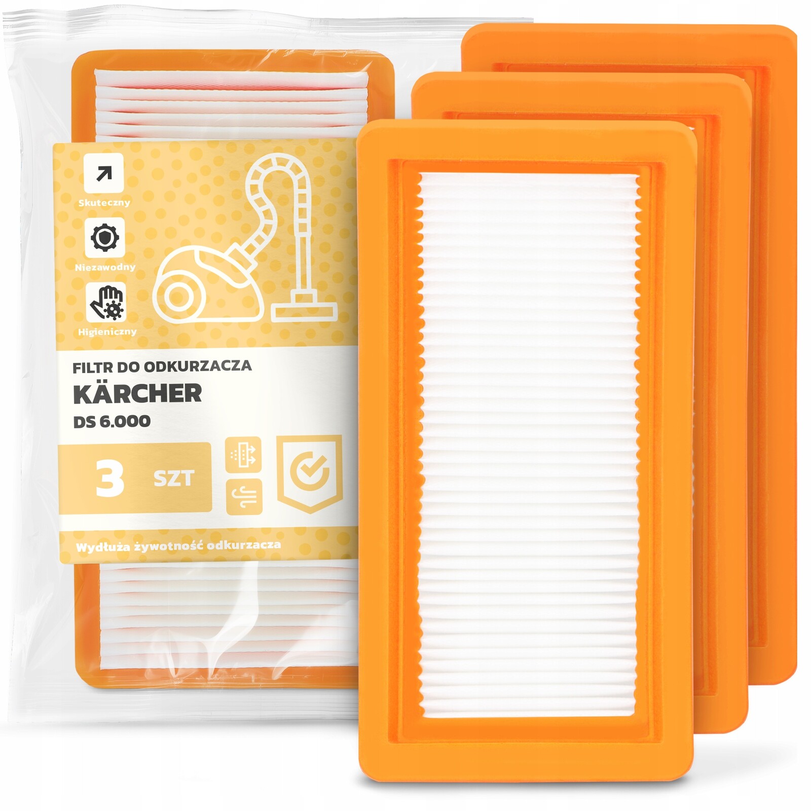 3x Filtr Pro Vysavač Kärcher Ds 6.000 Omyvatelný vzduch Odolný Em-w