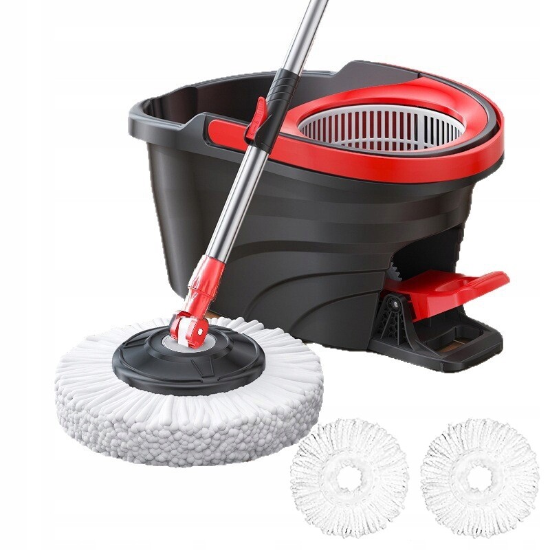 Rotační Mop 360 S Kbelíkem A Odstředivkou, 2 Vložky Z Mikrovlákna, Snadné Čištění