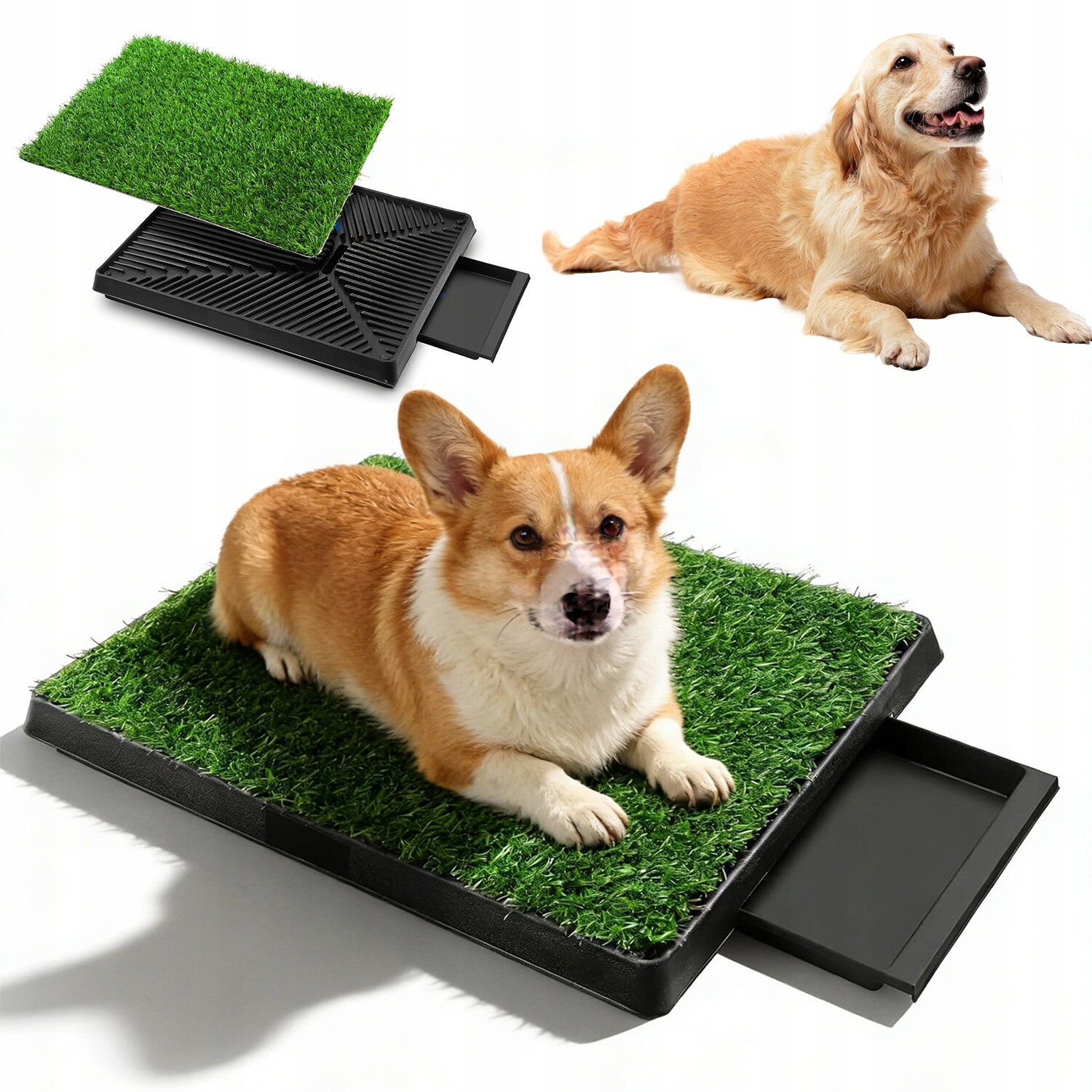 Záchody S Trávou Pro Psa Domácí Toaleta 63X50 CM 2X Tráva Vyjímatelný Podnos