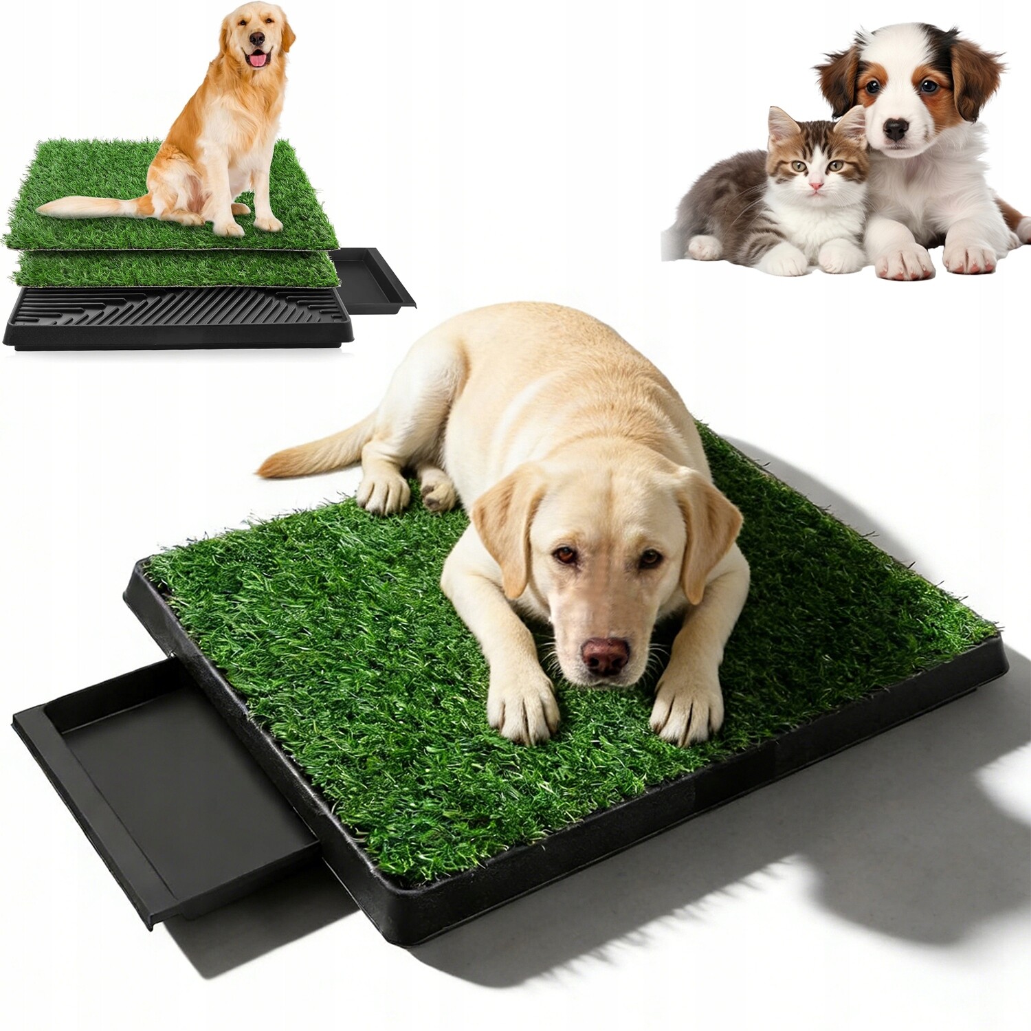 Záchody S Trávou Pro Psa 63 X 50 CM Se Dvěma Umělými Trávami Balkon Terasa Zahrada
